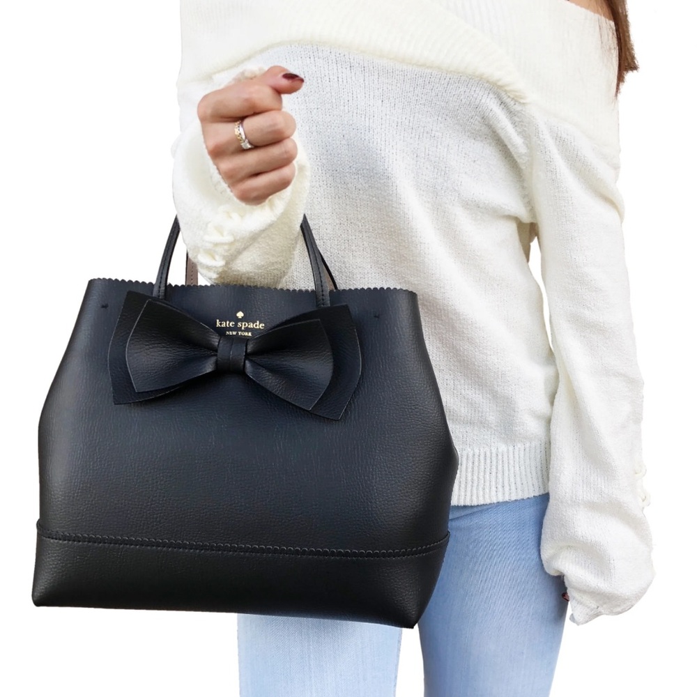 Kate Spade Vanderbilt Black Leather Bow Satchel